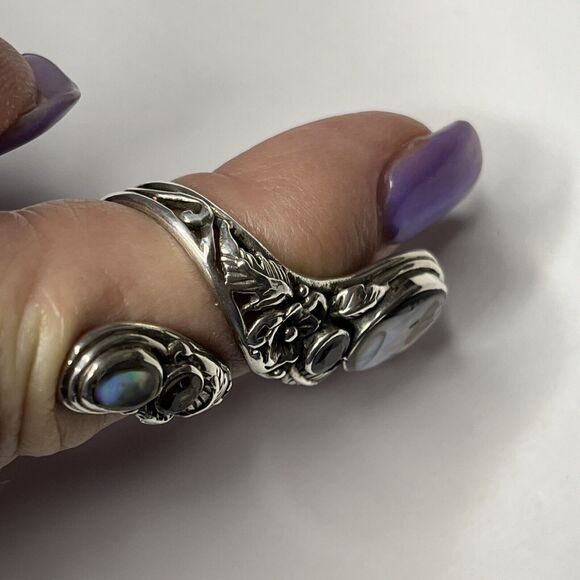 ABALONE STERLING SILVER 925 Abalone BYPASS WRAP RING SIZE: 6 1/2